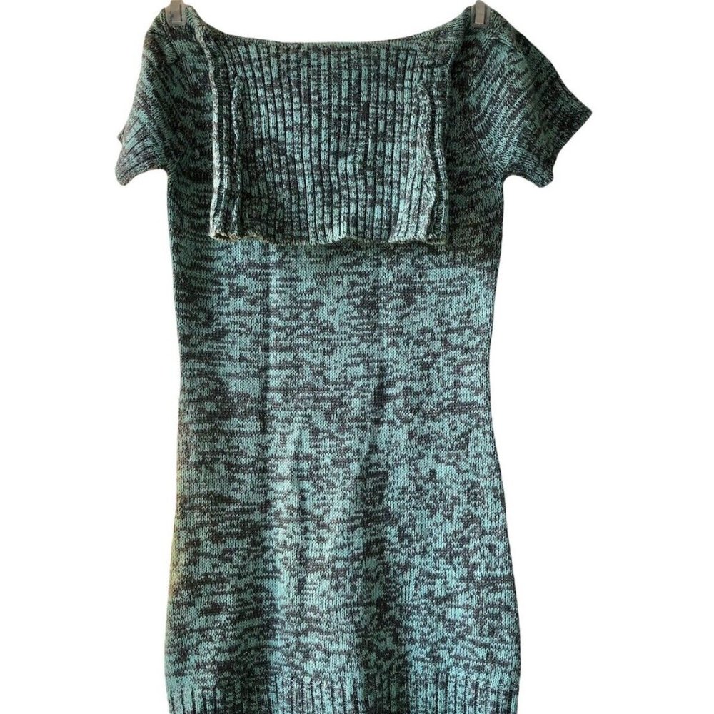 Love @ First Sight Girls Winter Knit Dress Metallic Sparkle Green Gray Sz S 7/8